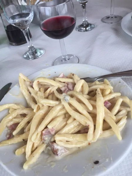 Fusilli Pancetta Porcini Gorgonzola